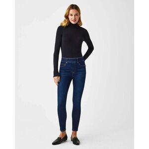 SPANX Women's Pull On Skinny Jeans Size S Denim Jeggings Dark Wash Ankle‎ EUC